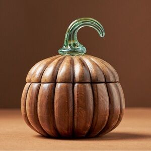 Wooden gourmand bourbon & pumpkin glass candle